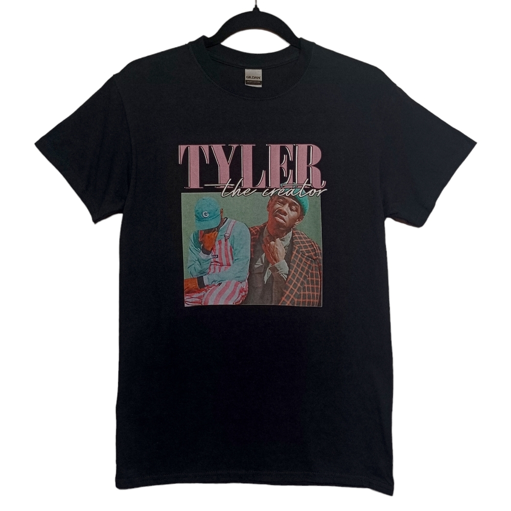TYLER THE CREATOR Vintage Print Style Colorful Black Short Sleeve T Shirt Small